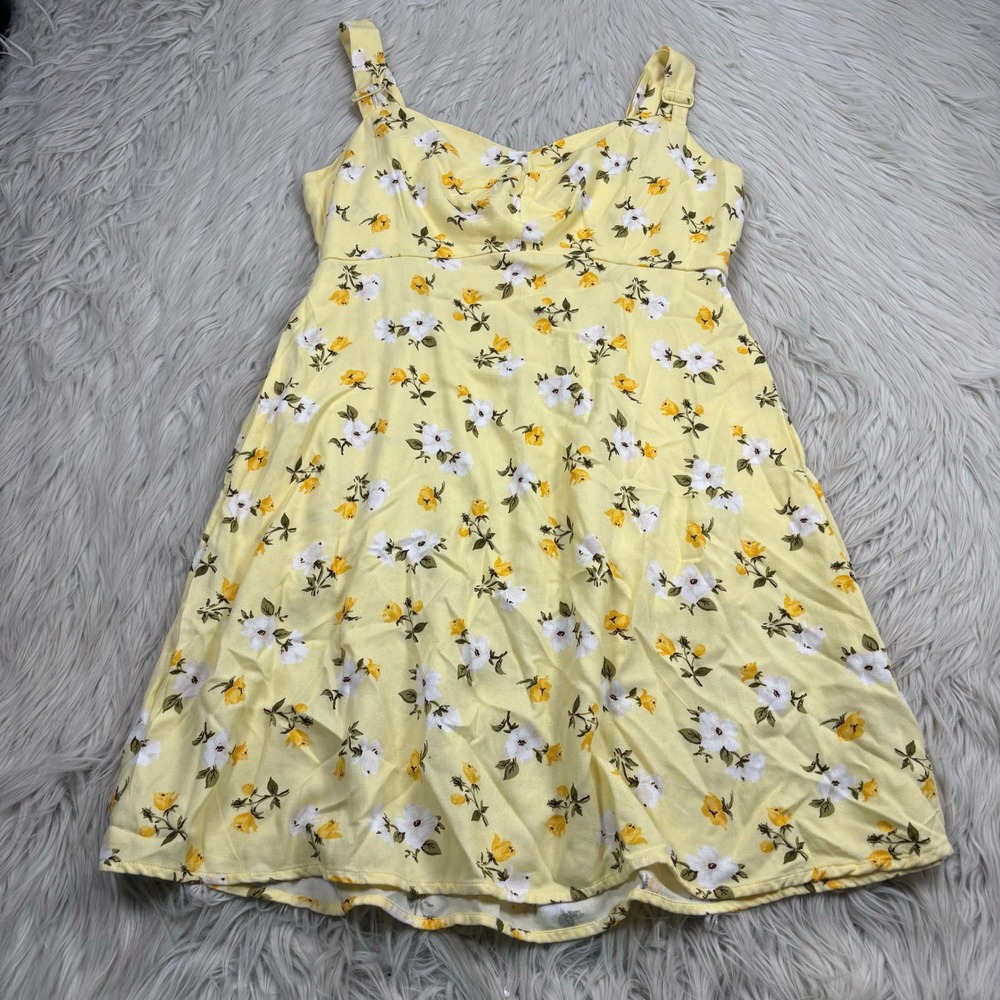 Old Navy Women's S Butter Yellow Floral Empire Dress Coquette Spring‎ Feminine